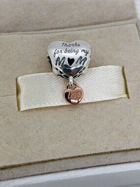 ✨🔥Pandora Love You Mom Heart Charm Thanks for being my mum